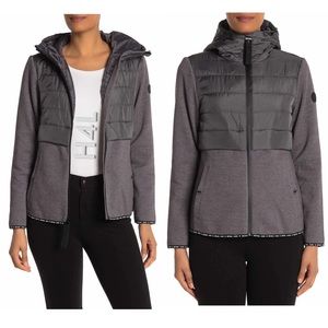 NWT Michael Kors Hooded Quilted Knit Zip Jacket